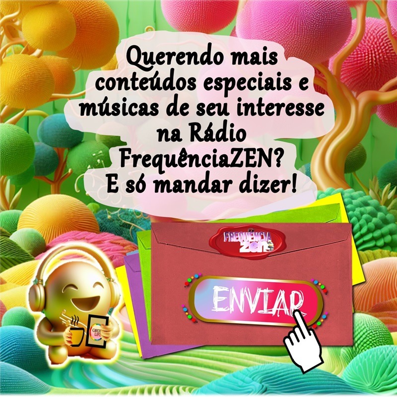Se desejar que a Rádio FrequênciaZEN traga mais conteúdos especiais e músicas de seu interesse, é só entrar em contato com nossa eclética equipe de produção.
